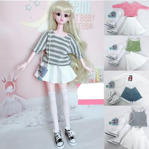 Fashion Sweater Cloth For 60cm BJD Doll Casual Cool Suit BJD Dolls Clothes with Sport Shoes for Dolls girls