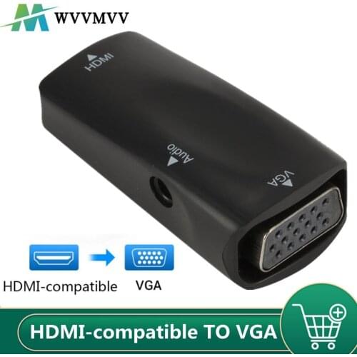HDMI-compatible mother to VGA 15 Pin Female Adapter Audio Cable Converter For PC Laptop TV Box Computer Display Projector
