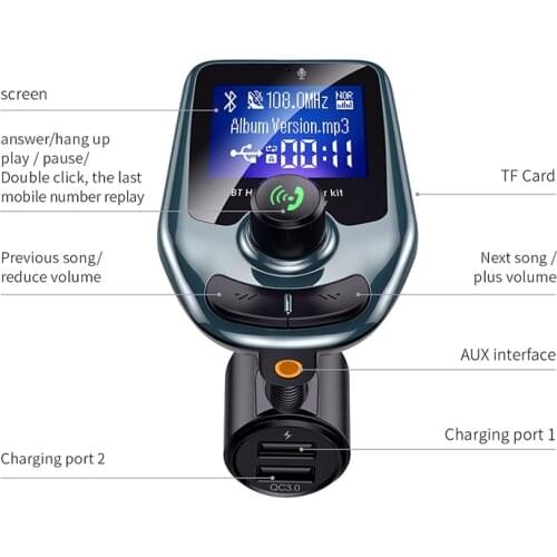 Car Charger USB Car Lighter socket Adapter Chargers Wireless In-Car Bluetooth FM Transmitter MP3 Radio Adapter Car Kit Dual USB