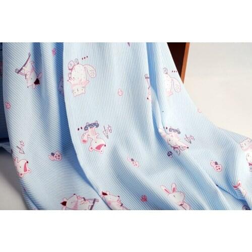 Free shipping Striped small fox artificial cotton summer cotton silk baby clothing fabric summer cool cloth