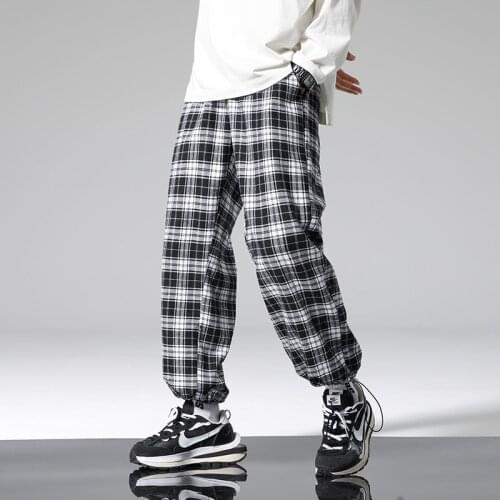 Autumn Plaid Pants Men Fashion Loose Hip Hop Casual Trousers Korean Male Harem Pants All-match Confortable Joggers Streerwear