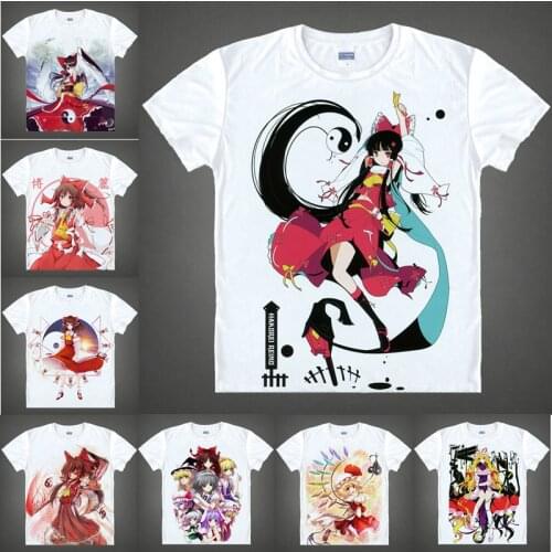 Coolprint Japanese Anime Shirt TouHou Project T-Shirts Multi-style Short Sleeve Hakurei Reimu Flandre Scarlet Cosplay Kawaii