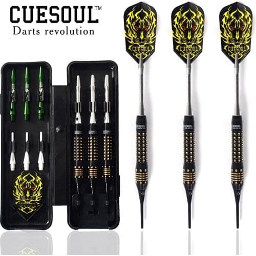 CUESOUL Soft Tip Dart Set - Black Coating Brass with Aluminum Shafts