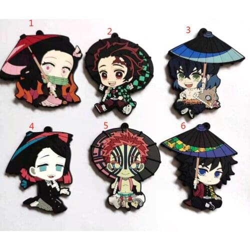 Demon Slayer: Kimetsu no Yaiba original Japanese anime figure rubber Silicone mobile phone charms key chain strap keyring