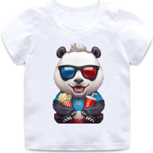 Children 3D Panda Cute Design Print TShirt Boys and Girls DJ Hip-Hop Panda Shirt Boys Girls Round Neck Shirt BAL080