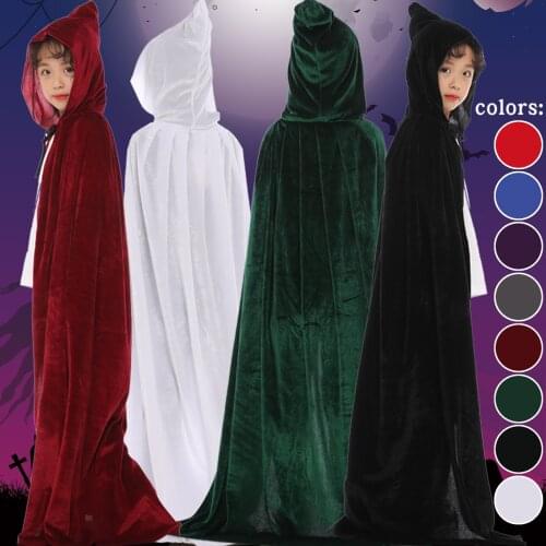 Baby Kids Halloween Cloak Girls Boys Festival Party Costume Cosplay Cape Hooded Medieval Costume Witch Wicca Cloak 2-17Years