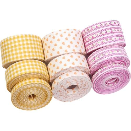 5 Yard lattice Heart-shaped double-sided thickening Wrapping Mobile Phone Straps stripe pattern Decoration Ribbon Multiple sizes