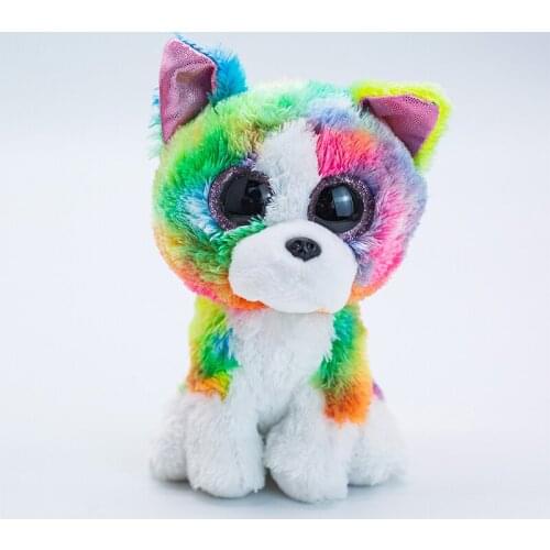 New Ty Beanie Big Eyes 6 inch 15 cm Cute Colored Schnauzer Healing Plush Toy Stuffed Animal Doll Birthday Gift for Boy and Girl