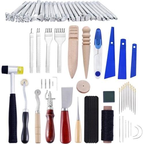 Imzay Leather Stitching Sewing Punch Craft Tools Kit Cutter Carving Working Stitching Leather Craft Tool Sets Accessories