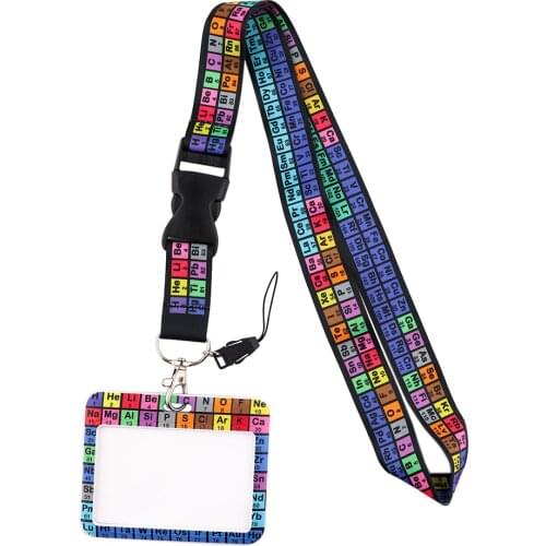 JF653 Chemistry Periodic Table of the Elements Lanyards Keychain Colorful Neck Straps Keychain Cell Phone Rope Teacher Gift