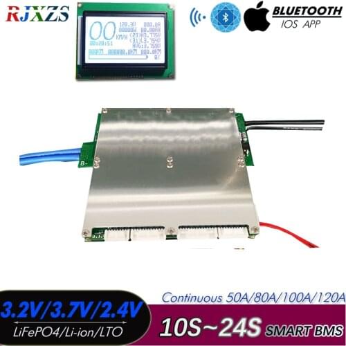 10S to 24S 50A/80A/100A120A BIG LiFePO4 Lithium ion Smart BMS with Android Bluetooth Software (APP) Monitor