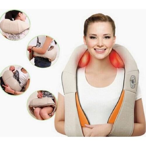 Neck Massager Back electric Shiatsu muscle Shoulder Massage Shawl 4D 16 point cushion Infrared Heated Kneading Car Home Massagem