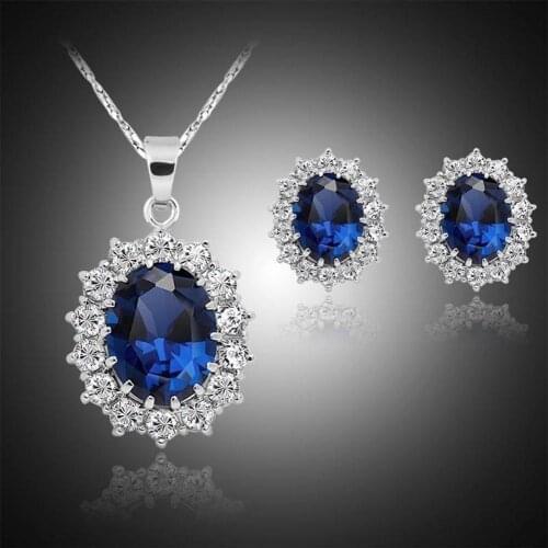 Fashion Faux Rhinestone Pendant Necklace Stud Earrings Jewelry Gift new