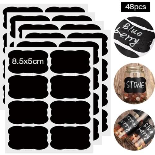 48pcs Spices Stickers Jar sticker Kitchen Storage Bottles Jar Jam Labels Sticker Waterproof Wall Stickers Blackboard Decal Tags