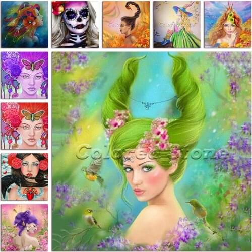New 5D Full Square Diamond painting embroidery Cross stitch Cartoon Beautiful beauty girl butterfly leprechaun 3D DIY mosaic 019