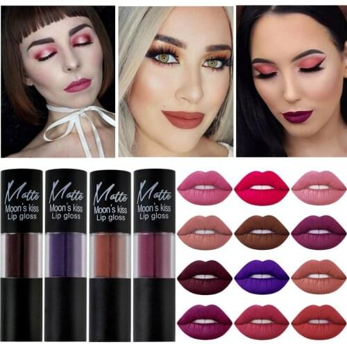 Moons Kiss sexy red lip gloss waterproof long lasting blue velvet matte liquid lipstick beauty cosmetics lip tint HF011