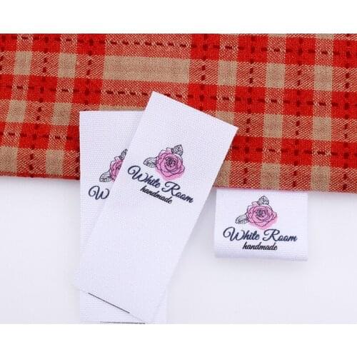 Custom Clothing Labels - Name Tags , Personalized Brand,Organic Cotton Tags, Printing Labels, Rose (MD0278)