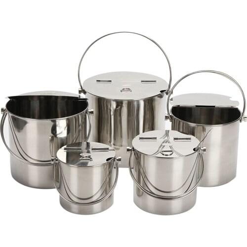 Stainless Steel Ice Bucket Portable Flip Lid Ice Pail Cold Food Container Beer Bottle Barrel Outdoor Dinnerware Drinks Box 1pcs