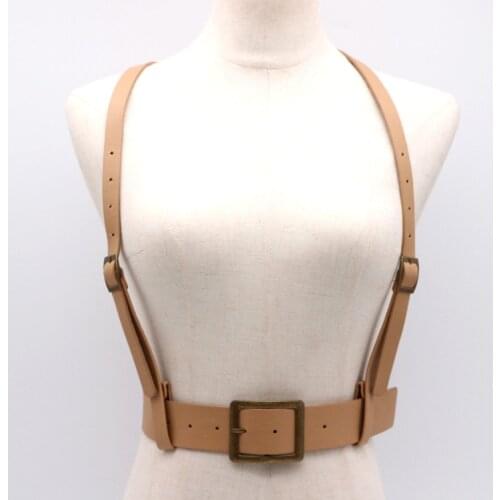 Retro Punk Strap Girdle Sexy Women Handmade Belt Decorative Shirt Dress PU leather Smooth Buckle Vest Harness Belt For Women