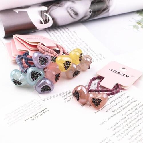 2pcs/lot Fashion Girl Elastic Hair Bands Heart Rubber Hair Ties for Women Girls Ponytail Holder Hair Ropes Hair Accessories