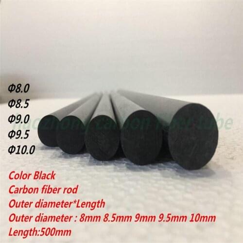 Carbon Fiber Rods od 8.0mm 8.5mm 9.0mm 9.5mm 10.0mm Black length 500mm suit for RC Model