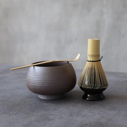 LUWU traditional matcha sets natural bamboo matcha whisk ceremic matcha bowl with chasen holder