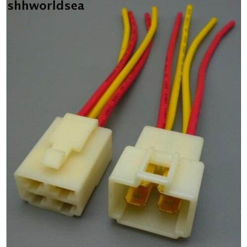 Worldgolden 5/30/100set 6.3mm connector 4P 4 pin Electrical 6.3 Connector Kits Male Female socket plug for Motorcycle Car