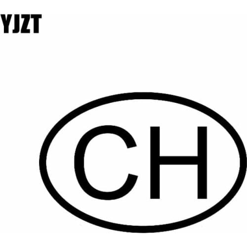 YJZT 14.7CM*10CM CH SWISS COUNTRY CODE OVAL CAR STICKER VINYL DECAL Black Silver C10-01207