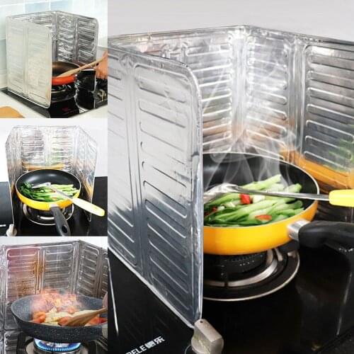 Kitchen Oil Splash Guard Stove Oil Baffle Aluminum Foil Cooking Heat Insulation Splash Oil-Proof Board Kitchen Supplies