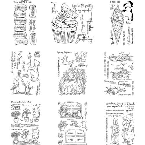 Hello Spring Mothers Love Cupcake Ice Cream Cutting Dies Matching Clear Stamp DIY Card Album Making Scrapbooking Crafts 2021