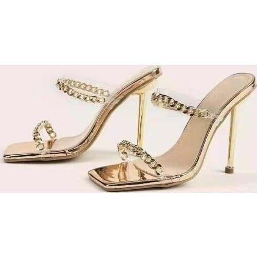 2021 Women Shoes Sexy Fashion Crystal Sandals High Heel Pvc Sandals Zapatos De Mujer Womens Slides