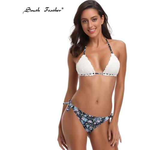 South Feather Women Bikini Set Newest Summer Sexy Bikini Women Swimwear Beach Swimsuit Knitted Print Push Up Beach Bathing Suits