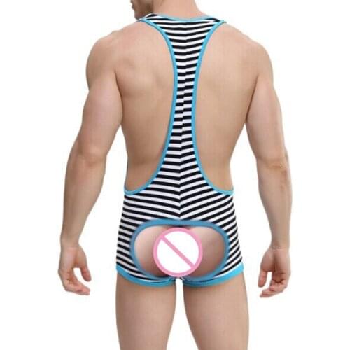 Sexy Men Boxer Underwear Strip Mankini Suspender Body Suit Undershirt Sleepwear Man Wrestling Singlet Bodysuit Bodywear