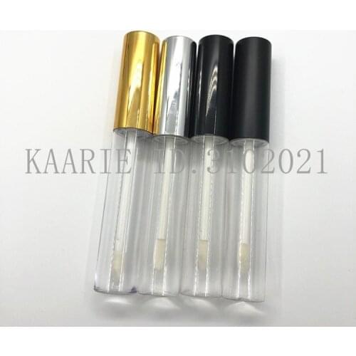 10ML Plastic Clear Lip Gloss Tube with Black Lid, Empty Silver/Gold Cap Cosmetic Liquid Lipstick Bottle, Lip Paint Oil Container