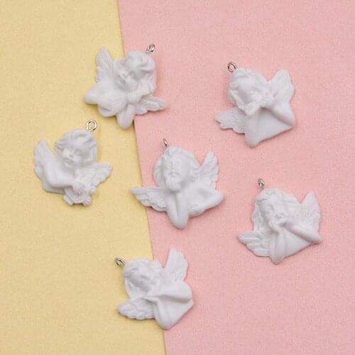 10Pcs/Lot Resin Cupid Angel Charms Cute Baby Face Crafts Flatback Jewelry Accessories For Necklace Earring Pendant DIY Making