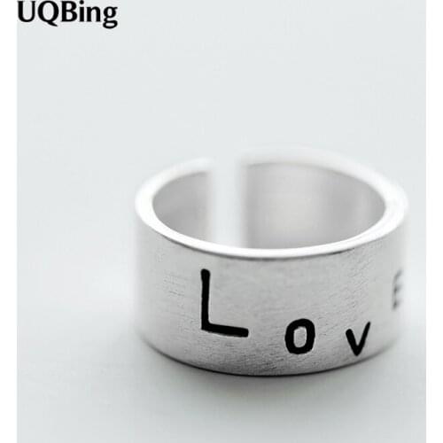 100% 925 Sterling Silver Rings Simple LOVE Wide Face Rings For Women Jewelry 2019 HOT SELL