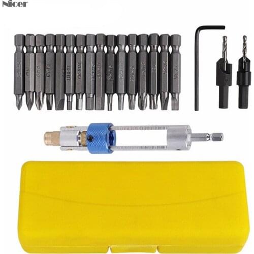 20Pcs Half Time Drill Multi Screwdriver Sets High Speed Steel 16 Different Kinds Head Countersink Bits Allen Wrench