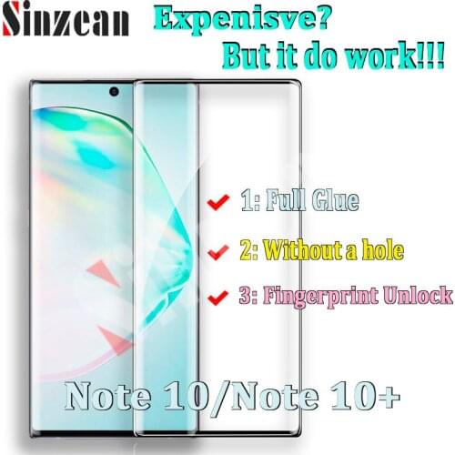 25pcs 0.18mm For Samsung Note 10 3D Curved tempered glass Note 10 Pro Full Glue Screen Protector (No Hole Fingerprint Unlock)