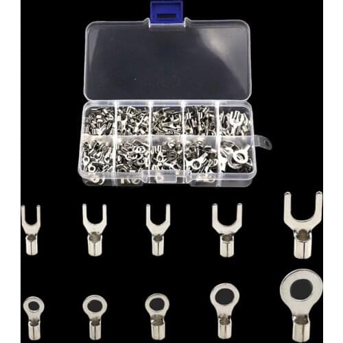 320Pcs/box Terminals Non-Insulated Ring Fork U-type Brass Terminals Assortment Kit Cable Wire Connector