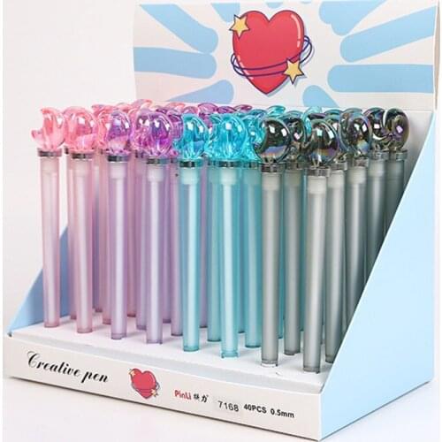 40 pcs/lot Crystal Moon Rotatable Gel Pen Cute 0.5 mm black ink Neutral Pen School Office writing Supplies Promotional Gift