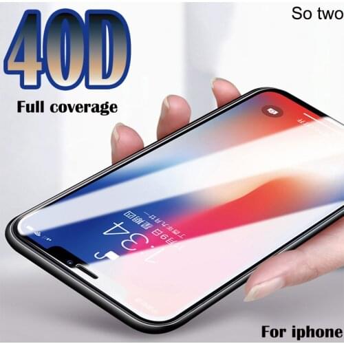 40D Full Cover Protective Glass On The For iPhone X XR XS Max 10 Tempered Screen Protector For 7 8 6S Plus 6 Curved Edge Glass