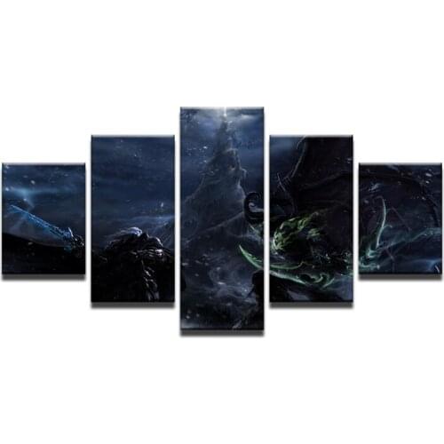5 Panel World of Warcraft Painting Modular Painting on Wall Wow Canvas Print Game Wall Painting Wholesale Painting Drop Shipping