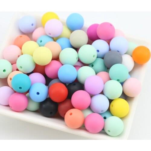 Lets Make Silicone Beads 50pc 15mm baby teething teether beads safe Food Grade Nursing Round beads eco-friendly Silicone Beads