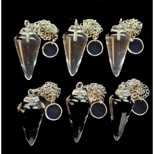 6 pieces/lot) Wholesale Natural White Crystal Pendulum Pendant Bead 35x15mm Free Shipping Fashion Jewelry DJ704