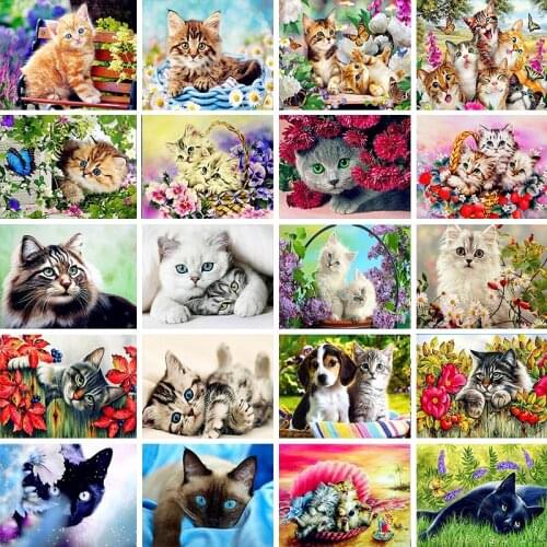 Diamond Mosaic Cat Diamond Painting Animal Rhinestone Diy Full Square Round Diamond Embroidery Home Decoration Gift Art Jq522