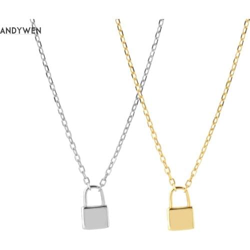ANDYWEN 925 Sterling Silver Key Pendant Locker Long Chain Small Tiny Fashion Fine Jewelry 2021 Wedding Jewelry Gift