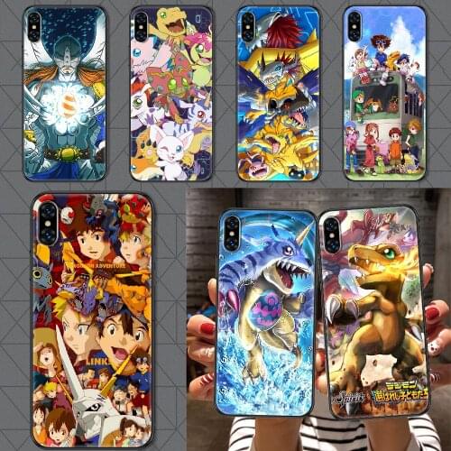 Anime Digimon Adventure Phone Case Cover Hull For iphone 5 5s se 2 6 6s 7 8 12 mini plus X XS XR 11 PRO MAX black fashion shell