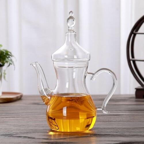 Arabian heat-resistant glass pot, coffee pot, high temperature resistant transparent glass pot, flower teapot