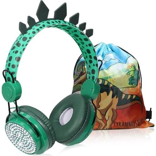 Dinosaur Kids Headphones Boys with Microphone Wireless Blue-tooth Headset Headphones for Kids with HD Sound for Birthday Gift