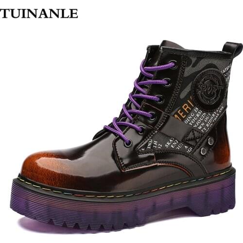 TUINANLE Chunky Boots Women Quality PU Leather Ankle Boots Platform Motorcycle Booties Female Autumn Shoes fashion Short Boots